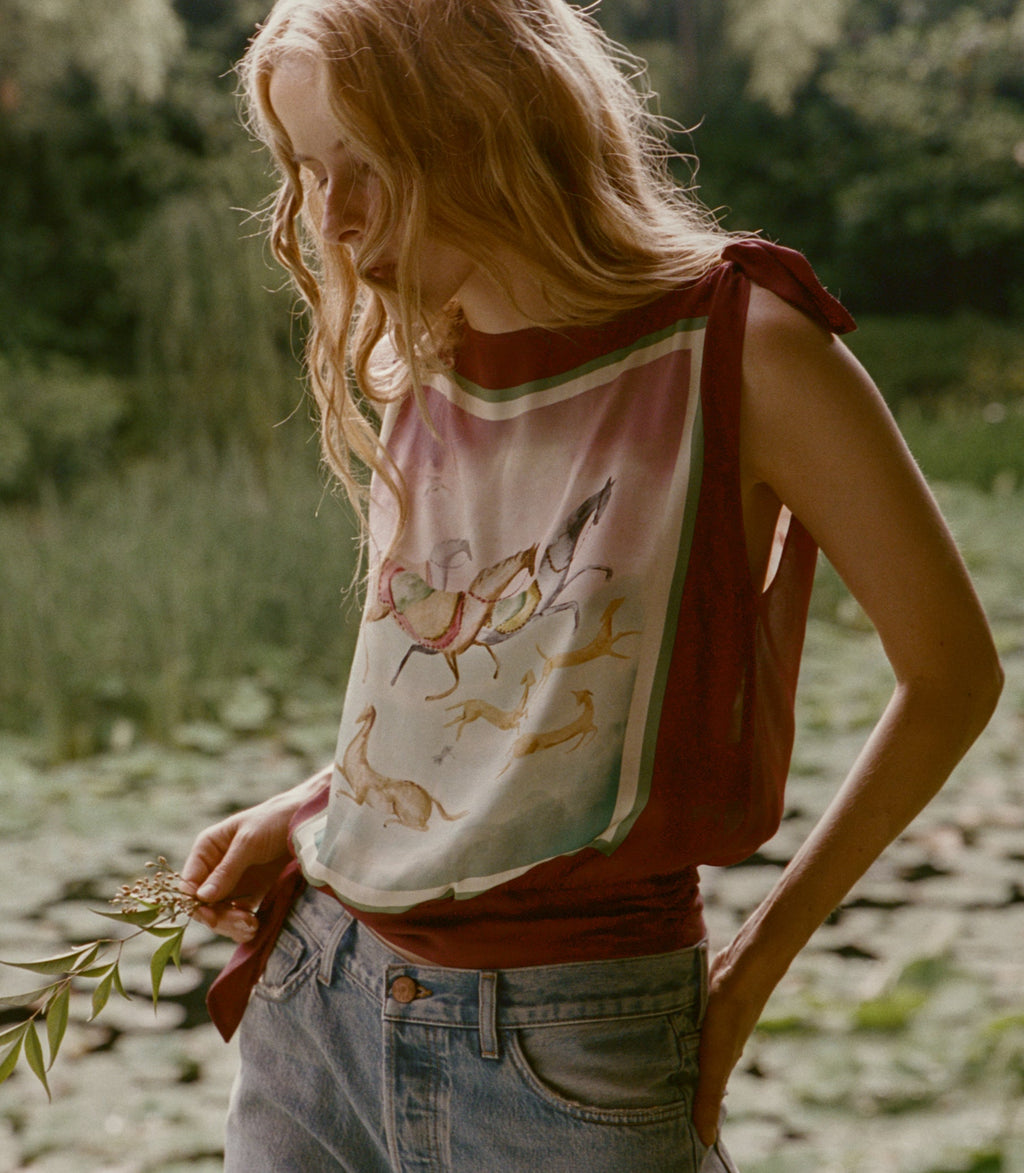 ALIETTE TOP -- GALLOPS FOULARD