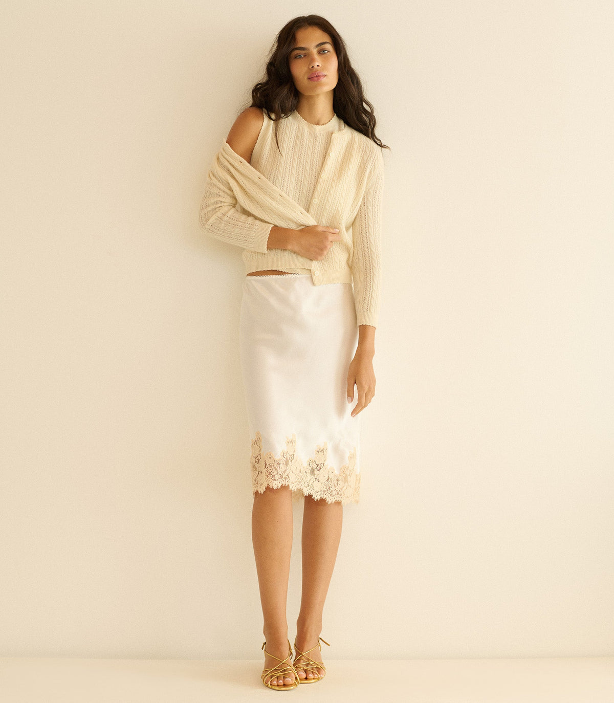 ELOWETTE SKIRT -- SALT AND PEACH LACE
