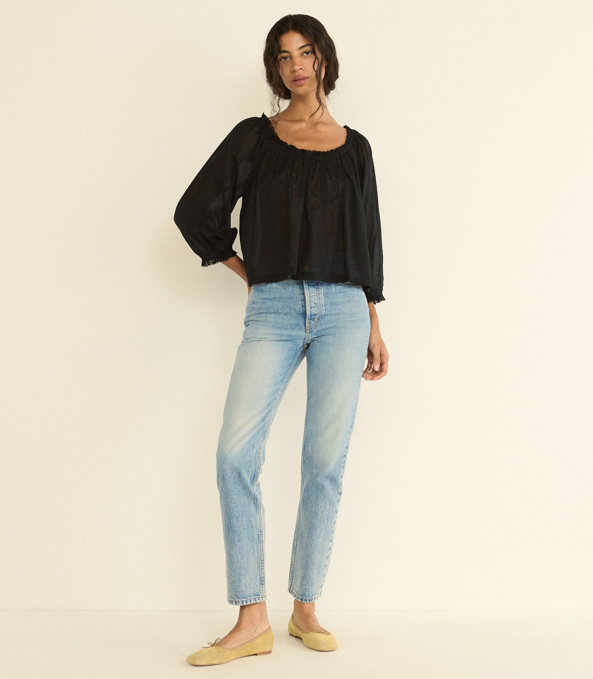 FLORINE TOP -- BLACK