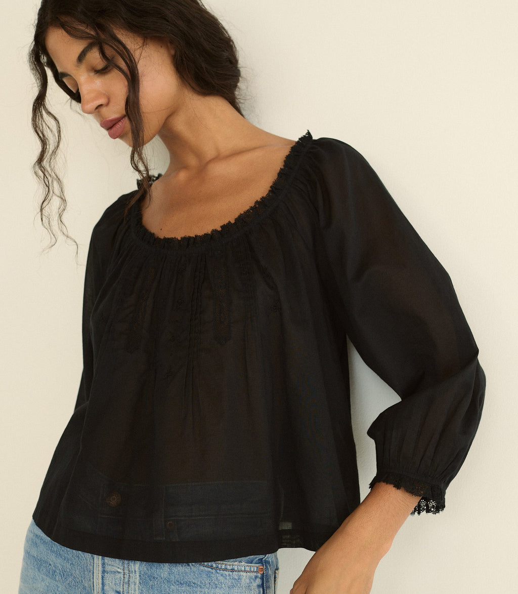 FLORINE TOP -- BLACK
