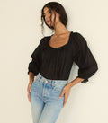 FLORINE TOP -- BLACK