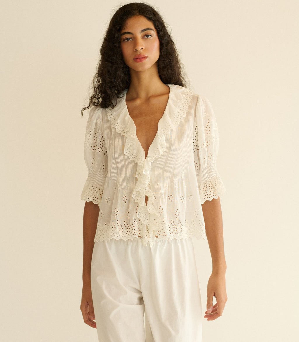 HENRI TOP -- SALT EYELET