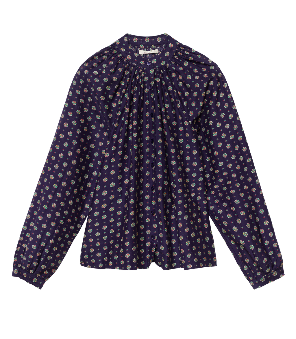 JULIENNE TOP -- NAVY CADIZ FOULARD