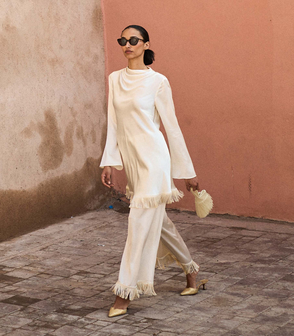 LAVON FRINGE PANT -- CANDLELIGHT