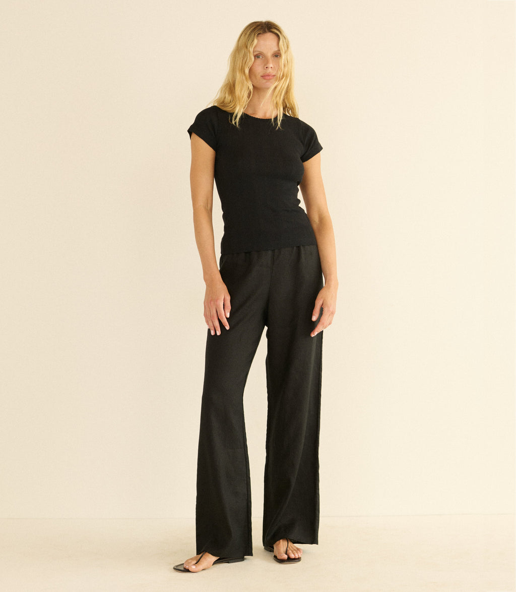 LAVON LINEN PANT -- BLACK