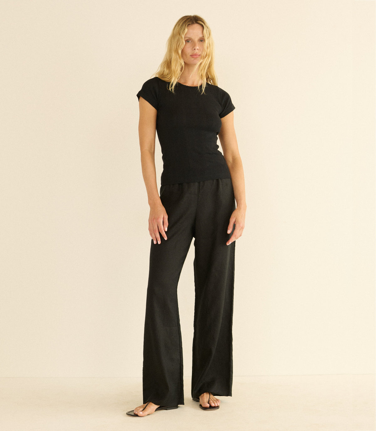 LAVON LINEN PANT -- BLACK