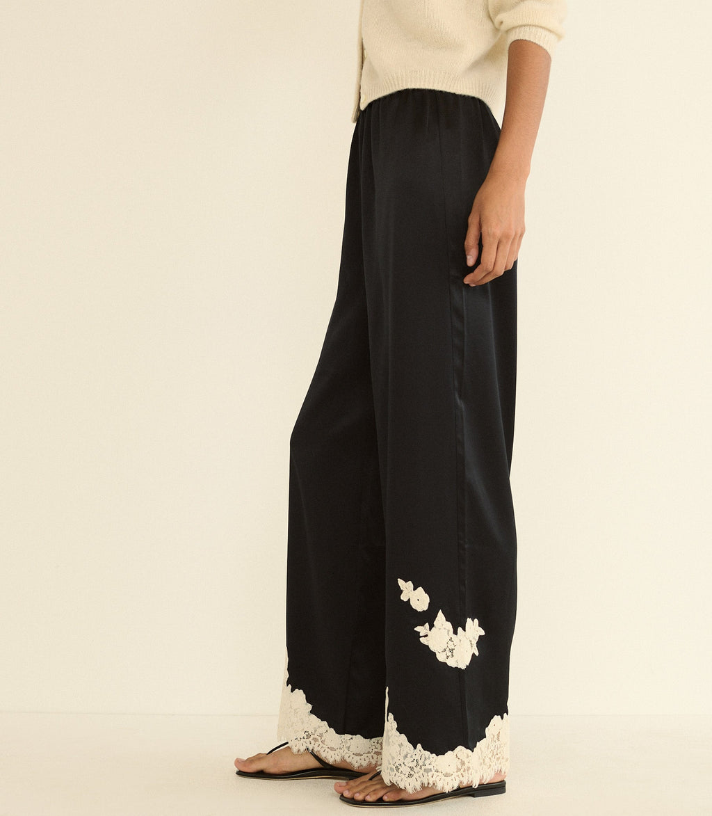 LAVON PANT -- BLACK WITH CANDLELIGHT LACE