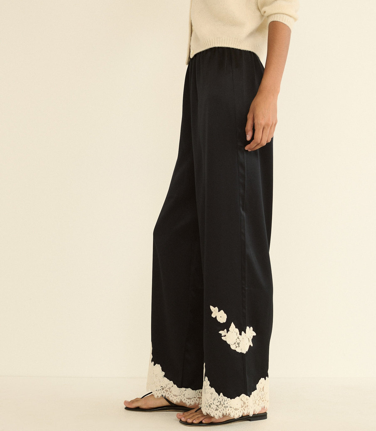 LAVON PANT -- BLACK WITH CANDLELIGHT LACE