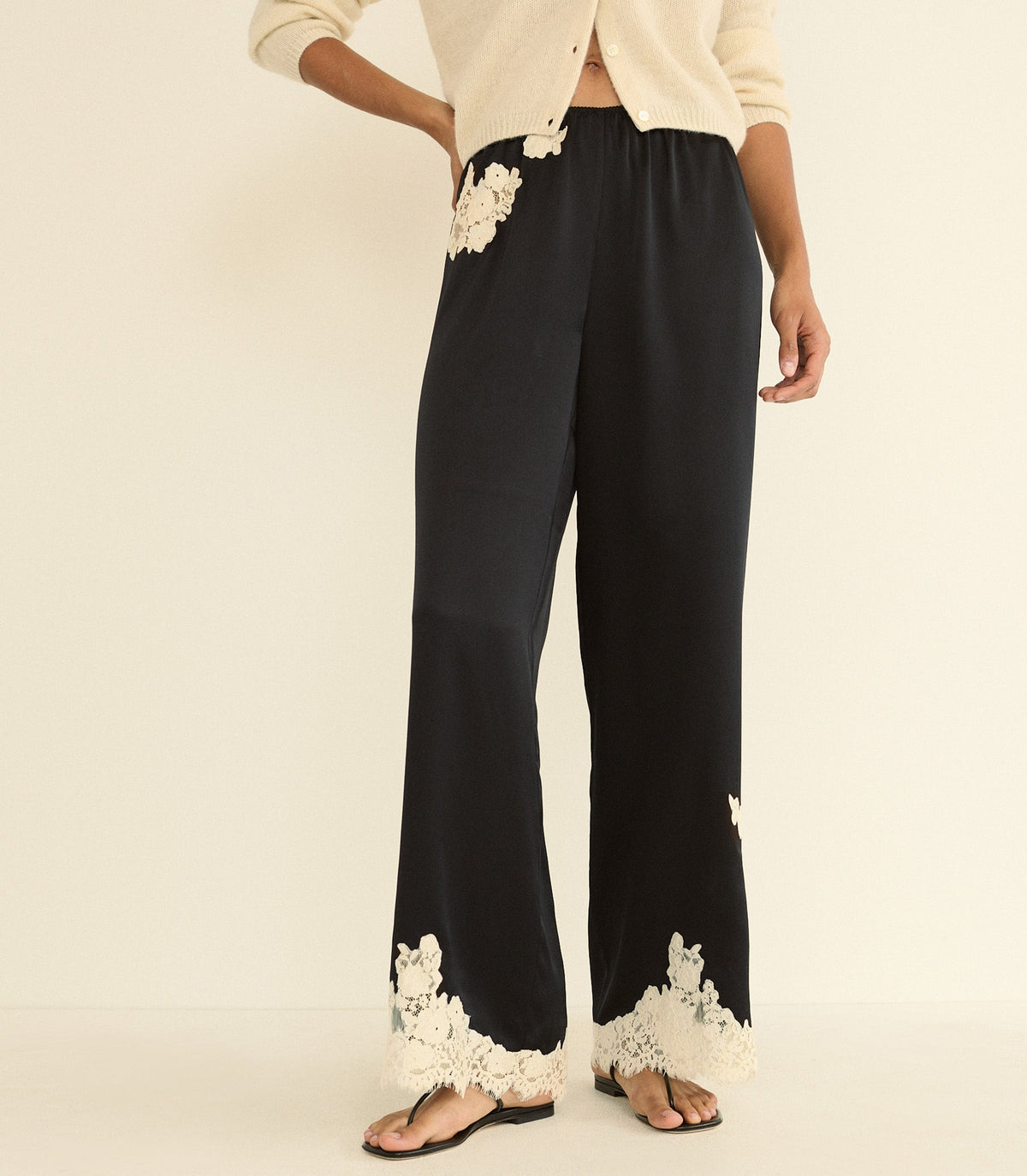 LAVON PANT -- BLACK WITH CANDLELIGHT LACE