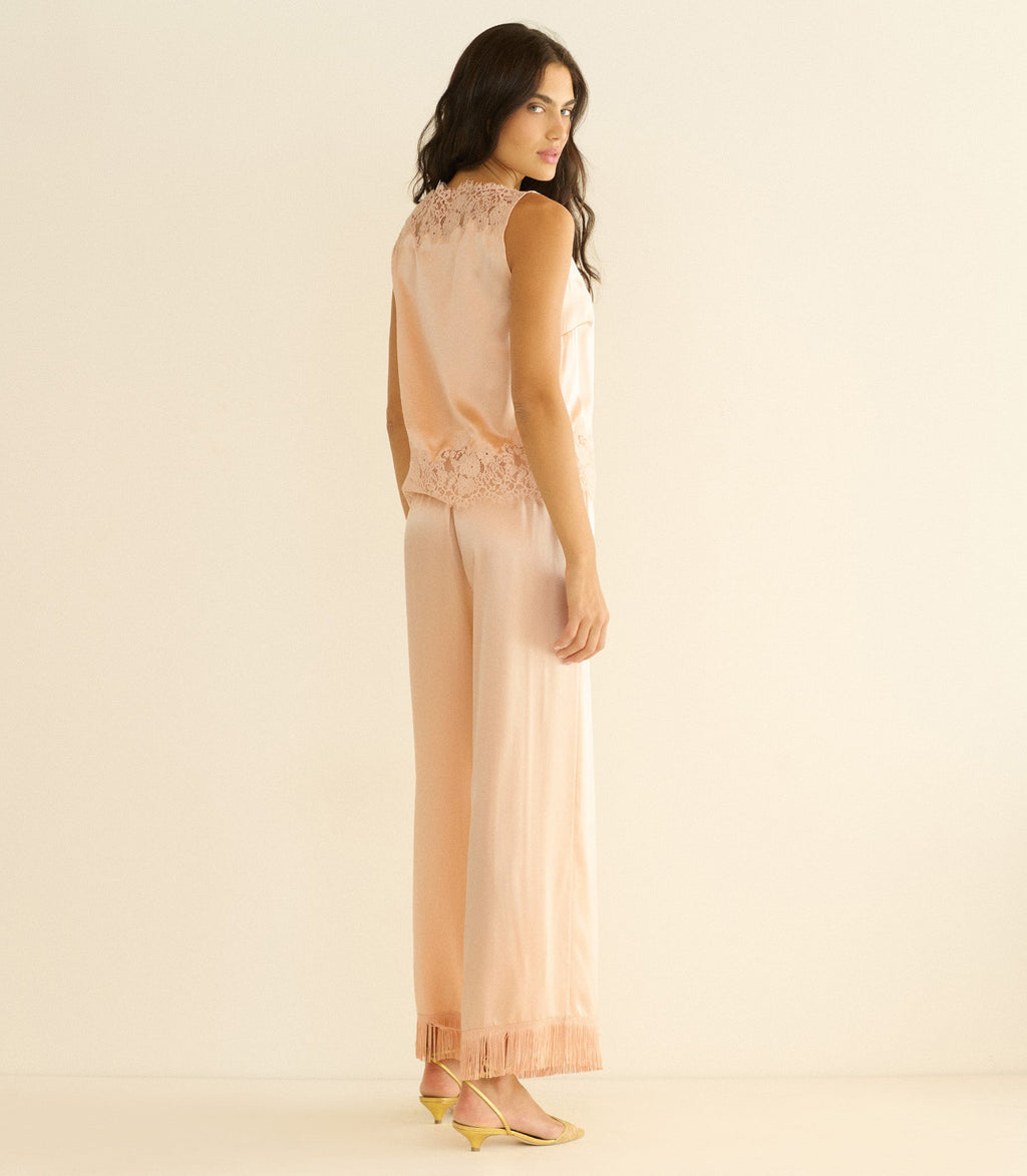 LAVON FRINGE PANT -- PEACH SORBET