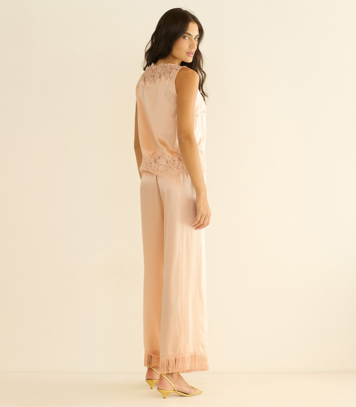 LAVON FRINGE PANT -- PEACH SORBET
