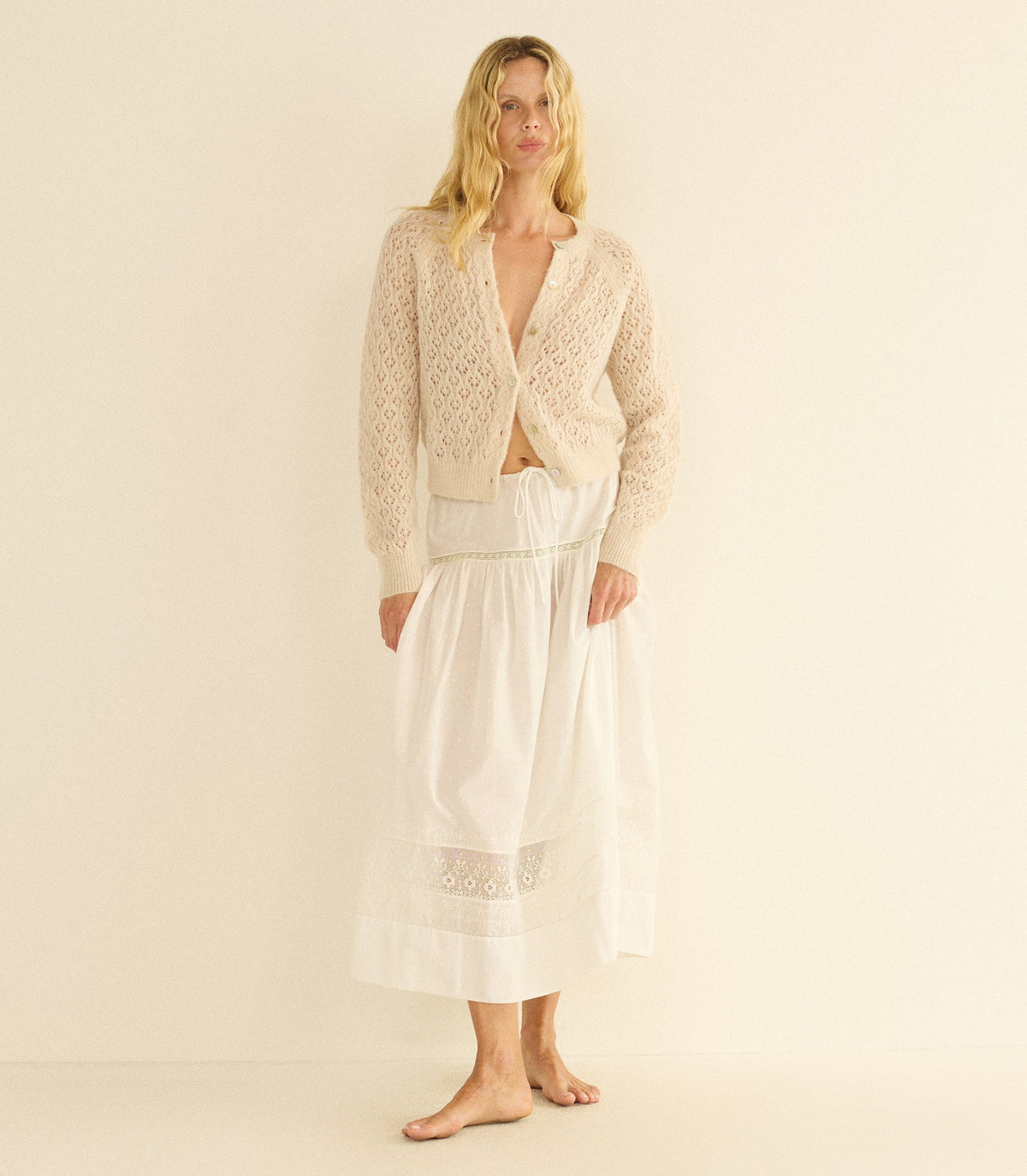 PETRA POINTELLE CARDIGAN -- HEATHER DOGWOOD